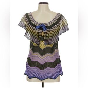 M Missoni Ombré Chevron Ruffle Knit Top ~ 44 (8 US)